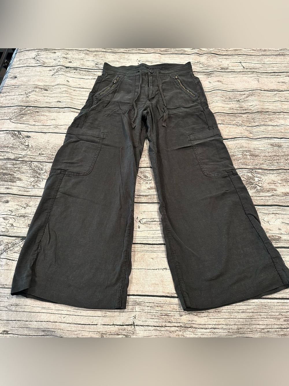 American Eagle Linen Blend Dreamy Drape Baggy Wide Leg Drawstring Pants Size 6
